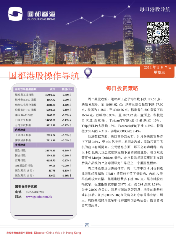 国都证券(香港)每日港股导航