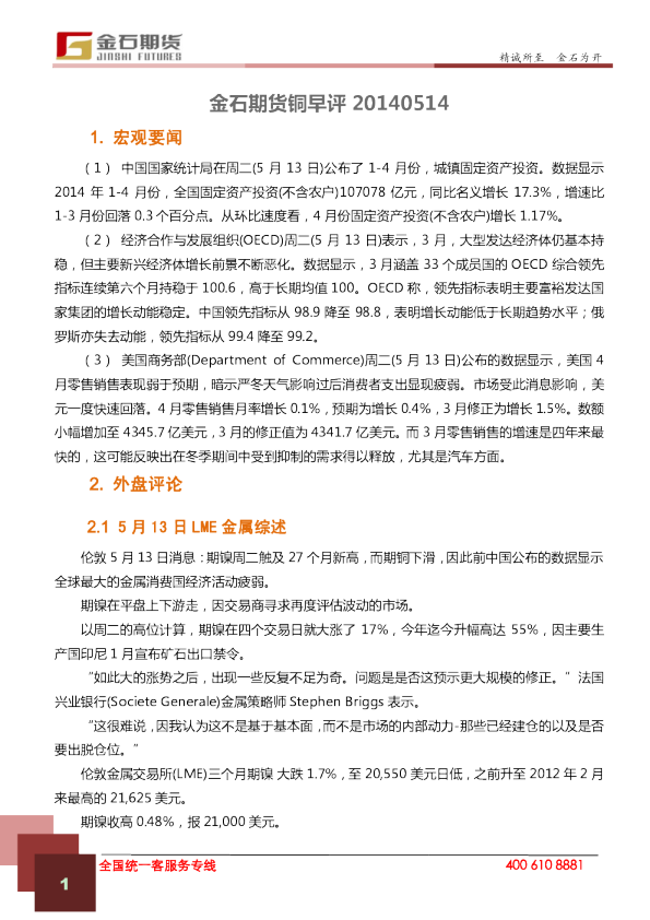 金石期货铜早评