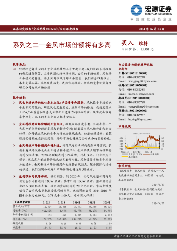 系列之二：金风市场份额将有多高