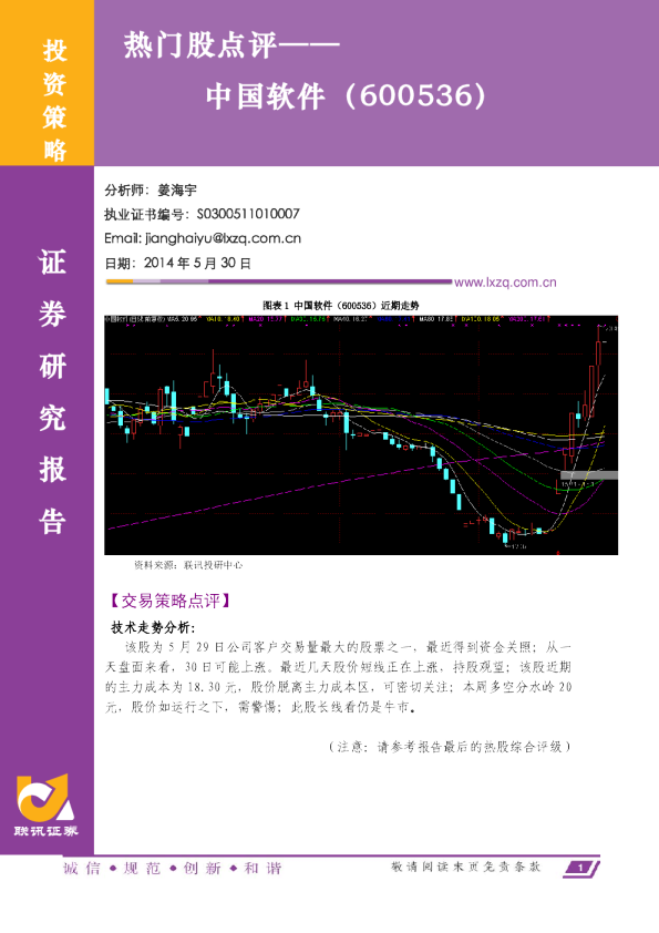 热门股点评：中国软件(600536)
