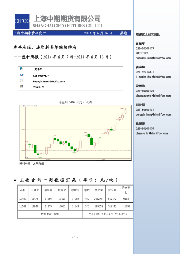塑料周报：库存有限,连塑料多单继续持有