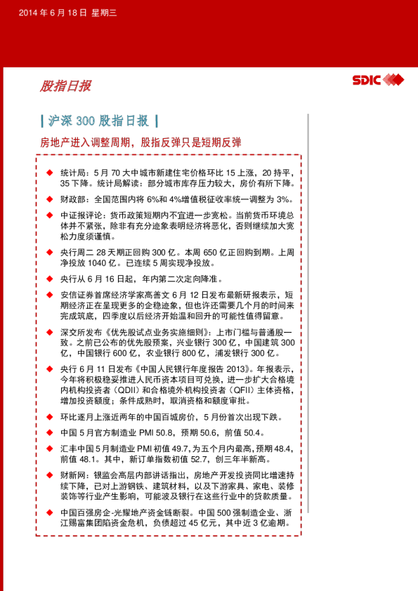 沪深300股指日报：房地产进入调整周期,股指反弹只是短期反弹