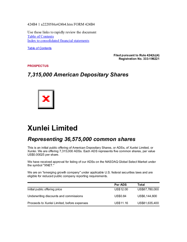 迅雷网络美股招股说明书(2014-06-24版)