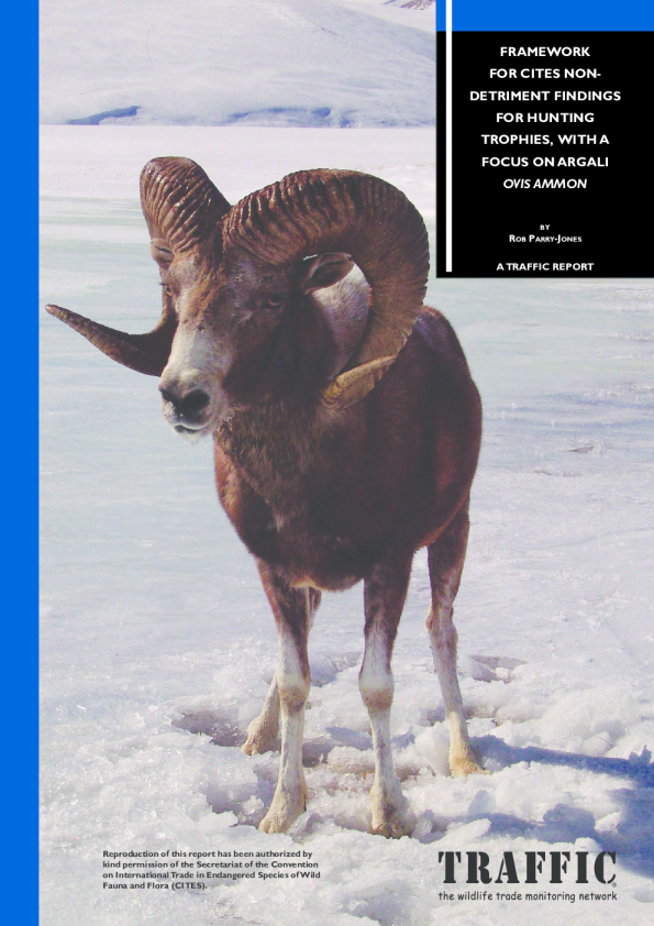 一个关于狩猎奖杯的CITES非损害性发现框架，重点关注Argali Ovis ammon。