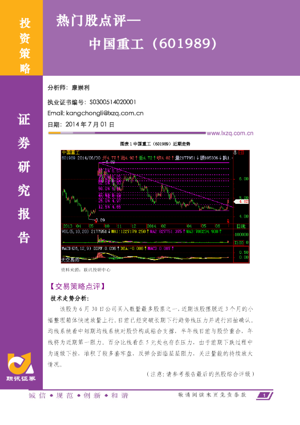 热门股点评：中国重工(601989)