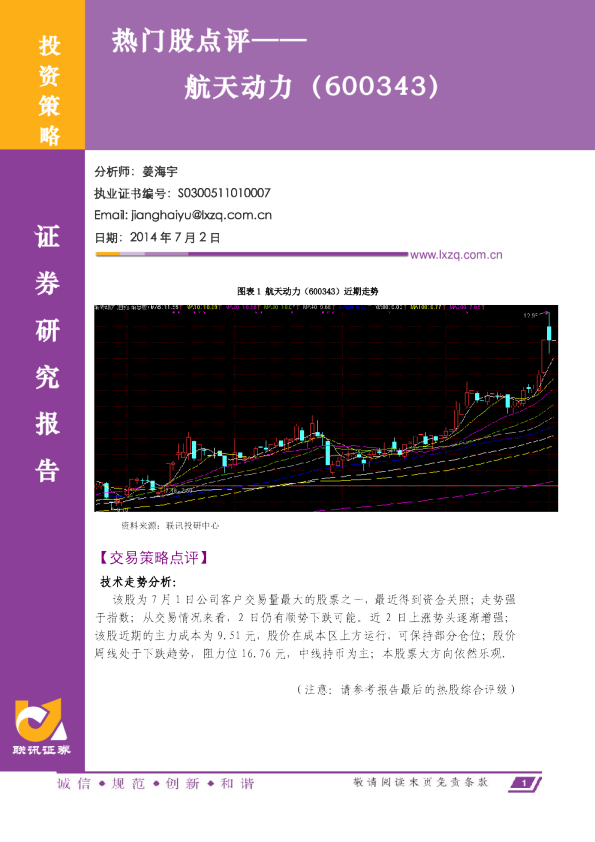 热门股点评：航天动力(600343)