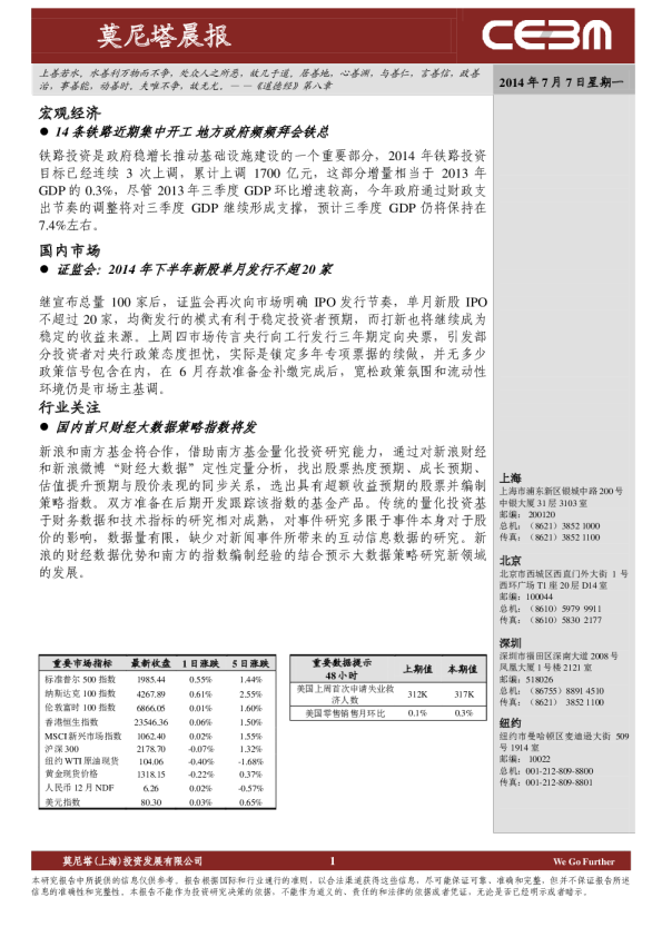 证监会表示2014年下半年新股行不超20家