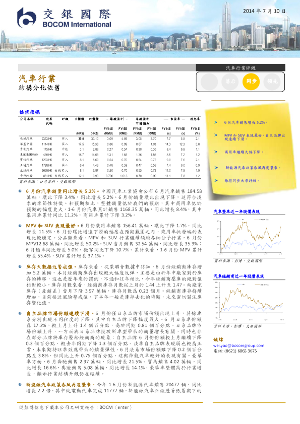 汽车行业：结构分化依旧