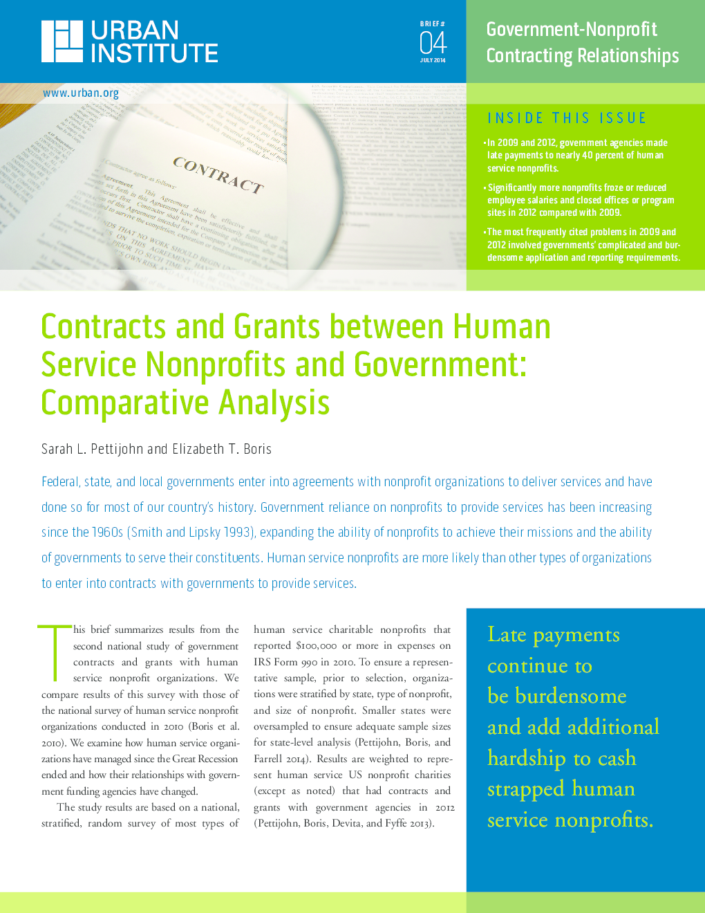 Contracts And Grants Between Human Service Nonprofits And Government ...