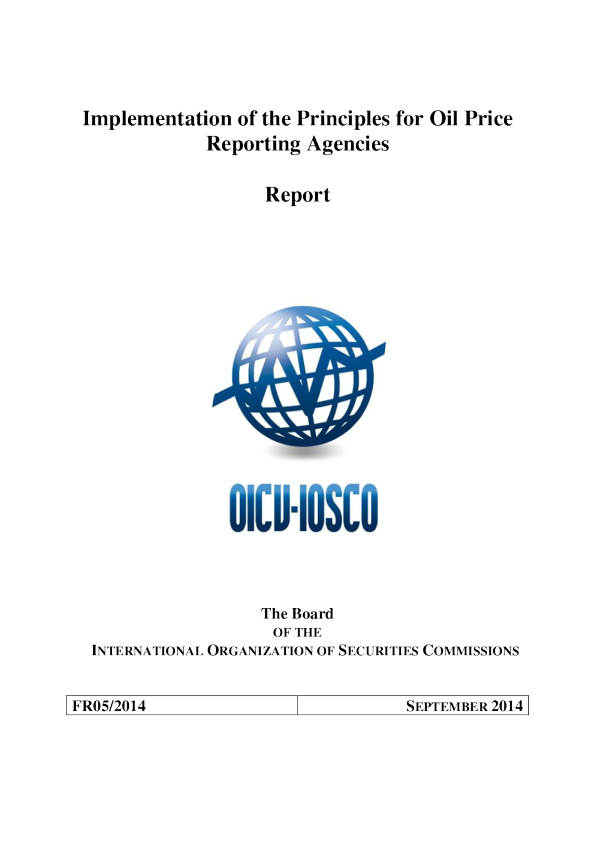 Fr05 2014 implementation of the principles for oil price reporting agencies