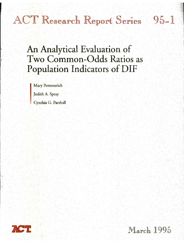 An Analytical Evaluation of Two Common-Odds Ratios as Population Indicators of DIF