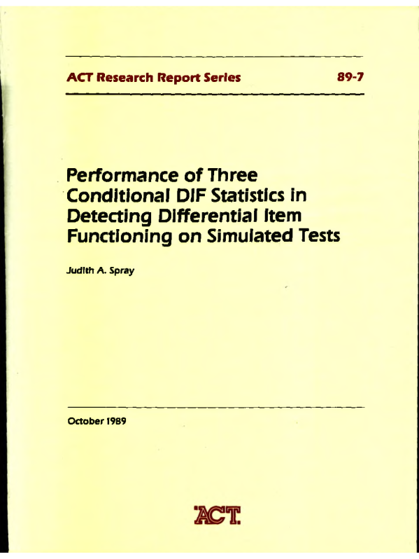 Performance of Three Conditional DIF Statistics in Detecting Differential Item Functioning on Simulated Tests