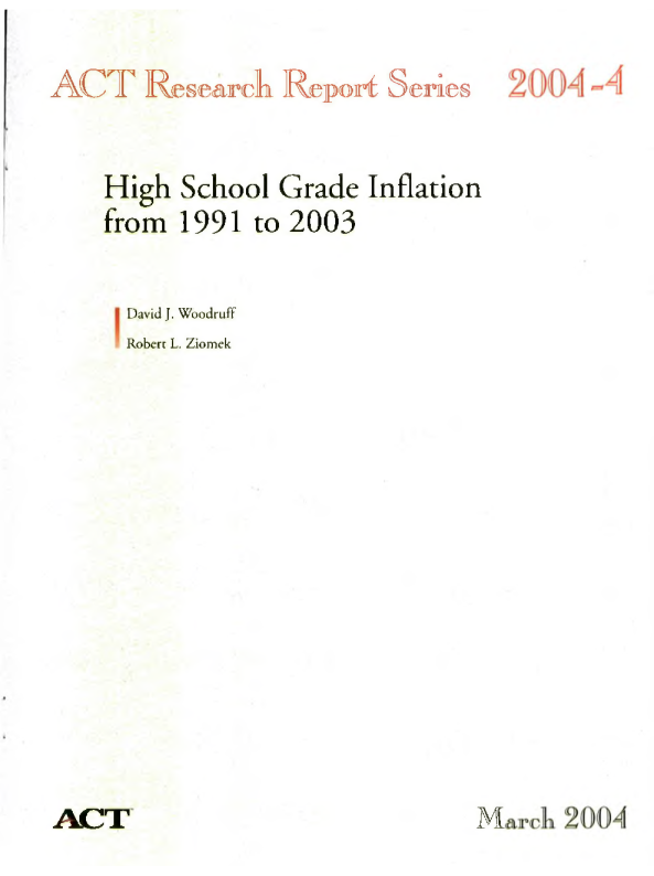 High school grade inflation from 1991 to 2003