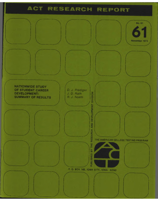 Nationwide Study of Student Career Development: Summary of Results