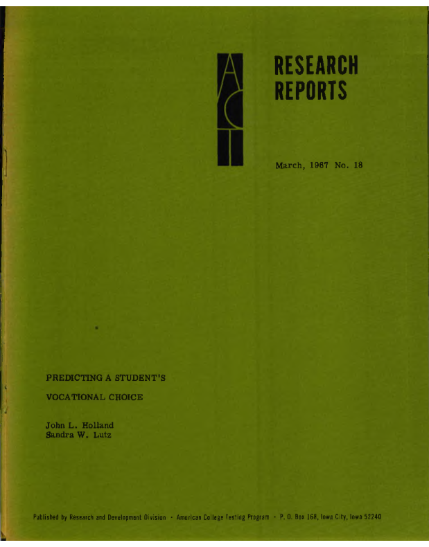 Predicting a Student's Vocational Choice