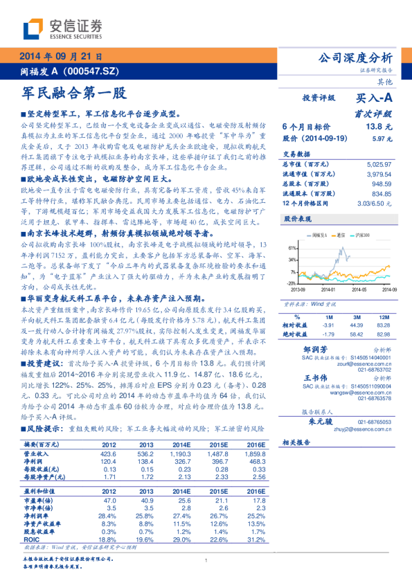 军民融合第一股