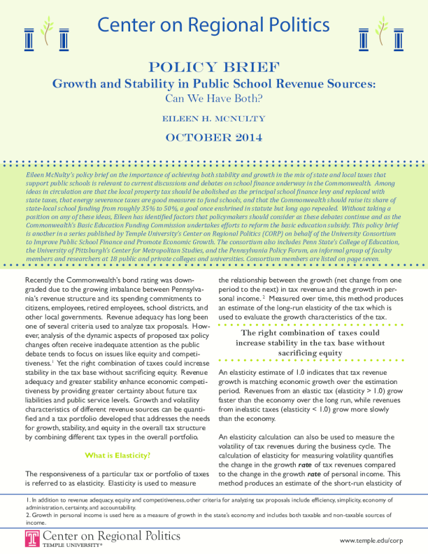 Growth and Stability in Public School Revenue Sources: Can We Have Both?