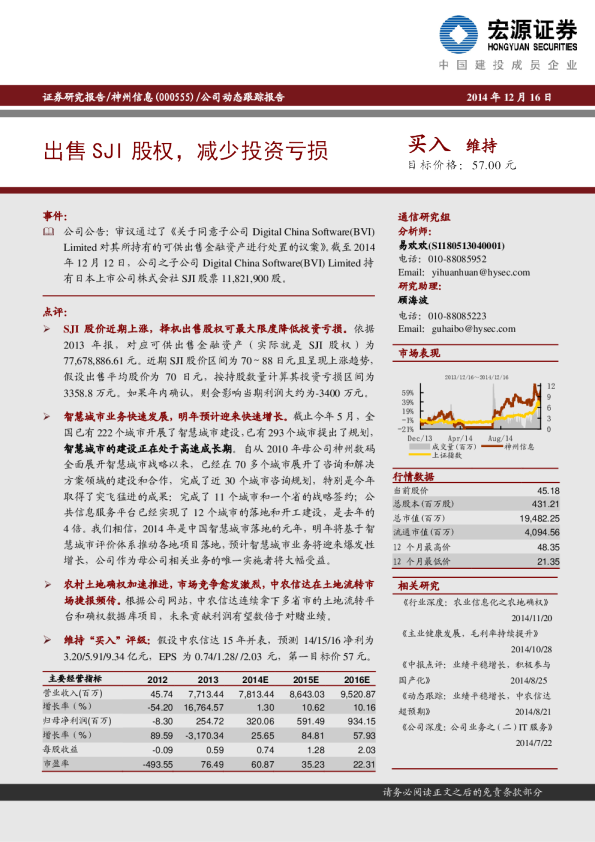 出售SJI股权，减少投资亏损