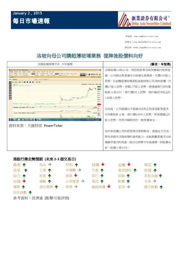 洛玻向母公司购超薄玻璃业务 复牌后股价料向好