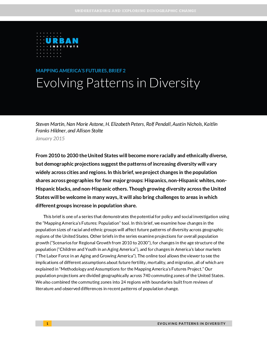 Evolving patterns in diversity mapping america s futures brief 2
