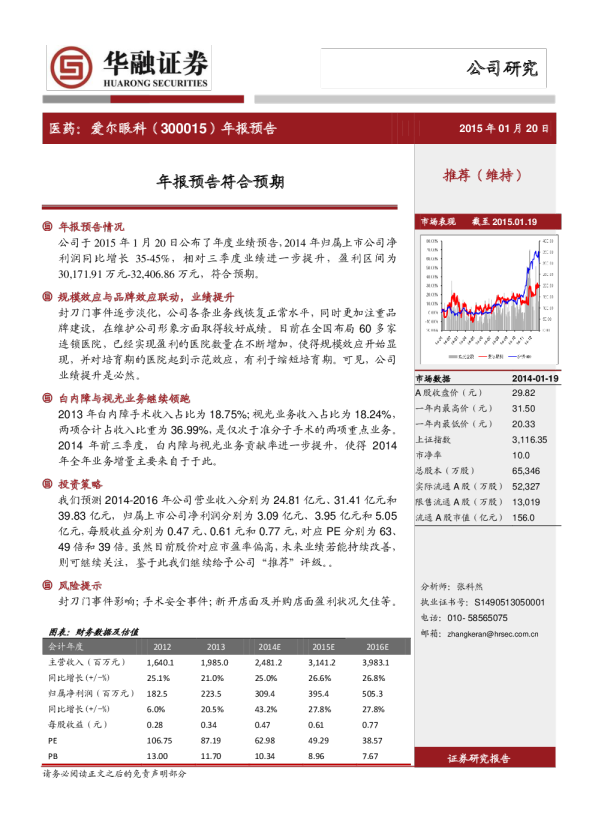 年报预告符合预期