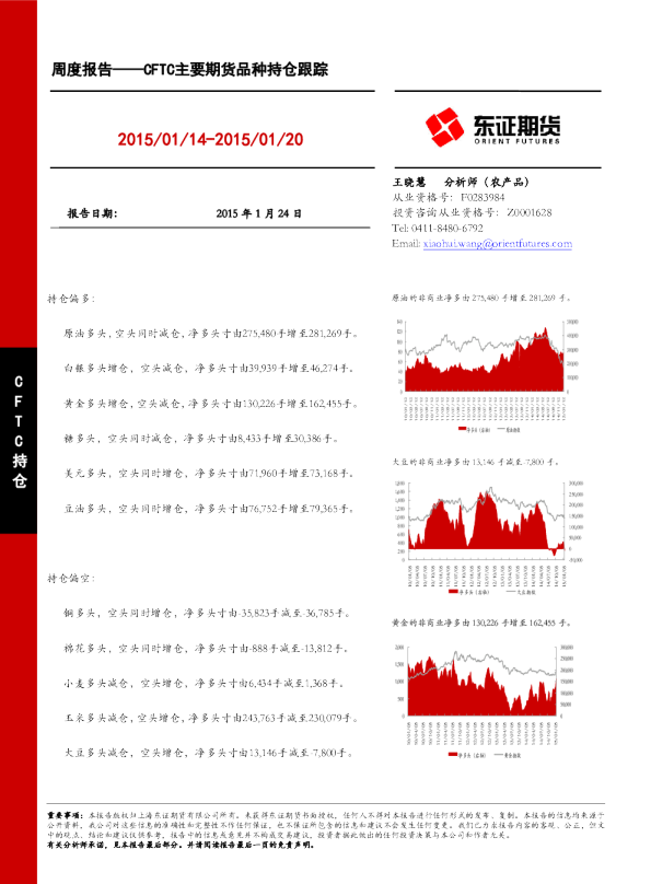 周度报告：CFTC主要期货品种持仓跟踪
