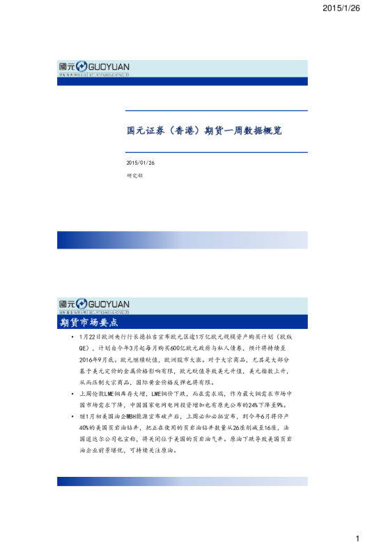 期货一周数据概览