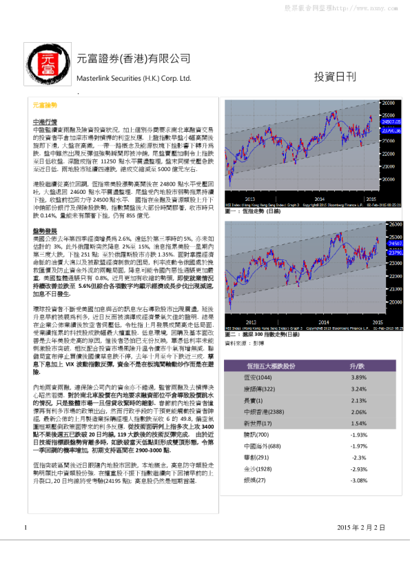 元富证券(香港)投资日刊