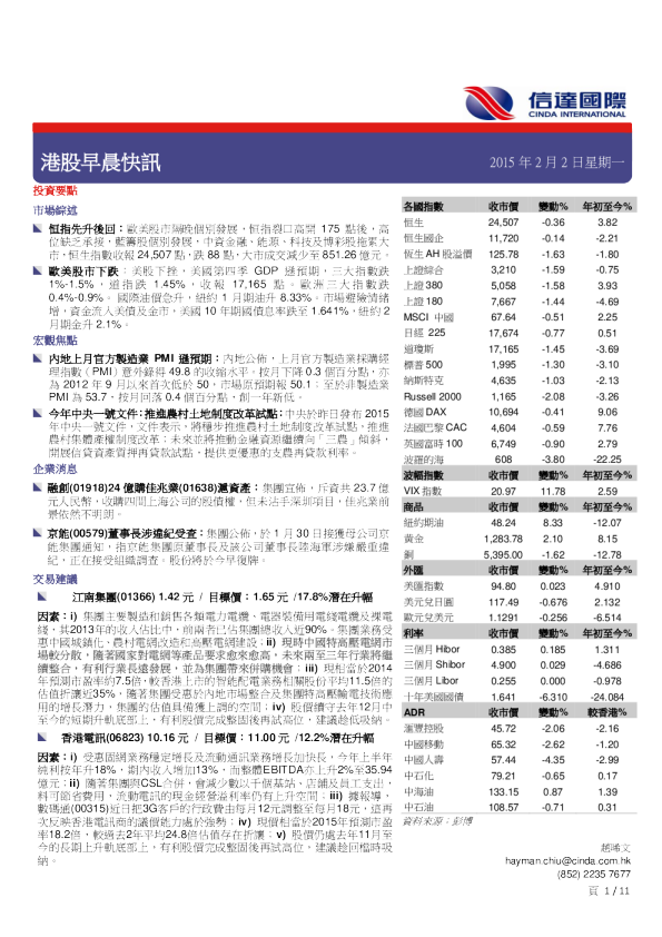 港股早晨快讯