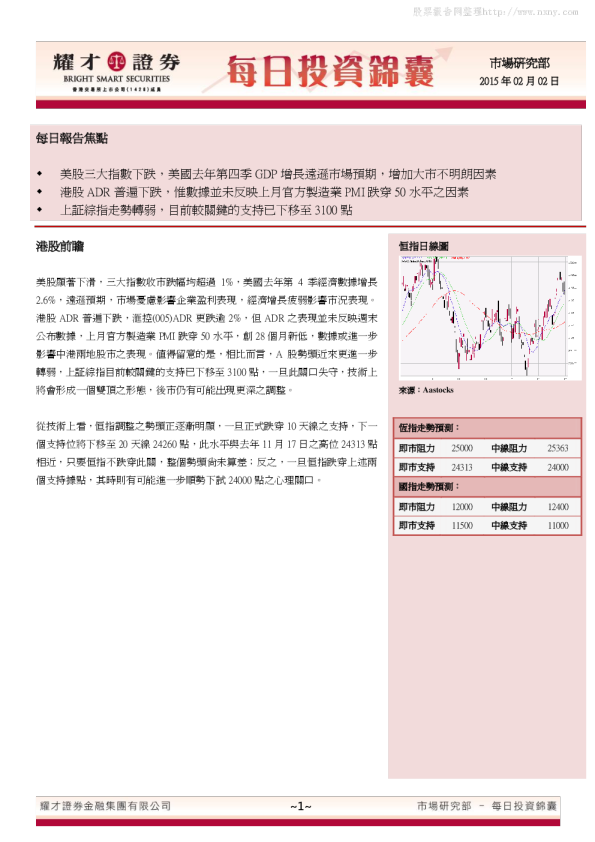耀才证券每日投资锦囊