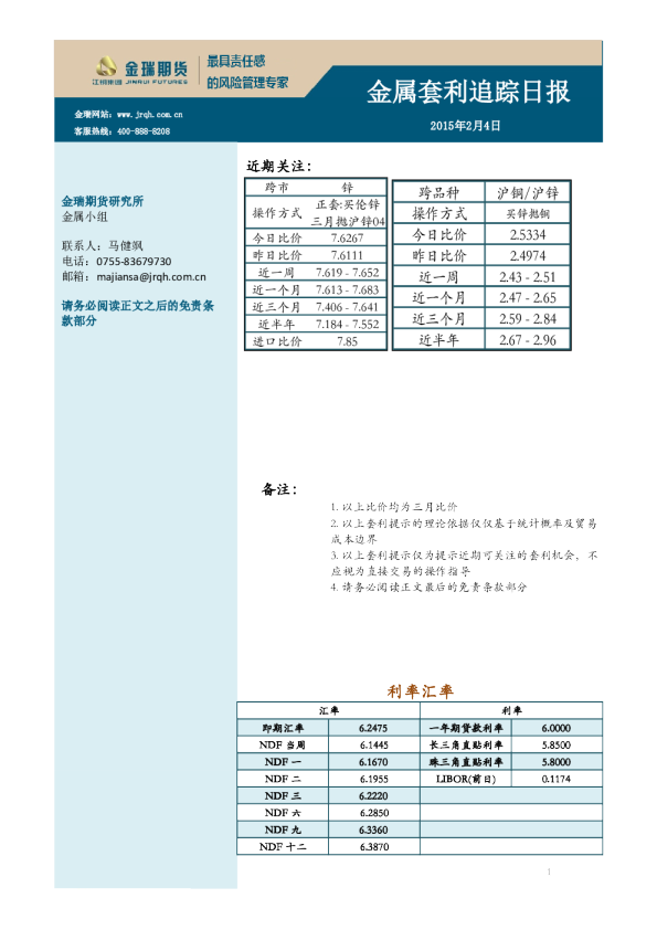 金属套利追踪日报