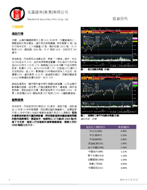 元富证券(香港)投资日刊