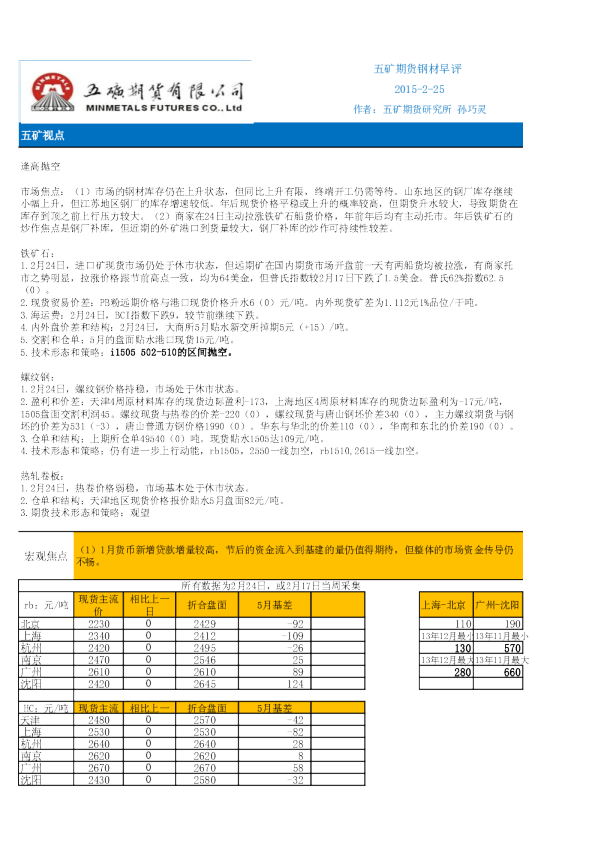 钢材早评：逢高抛空