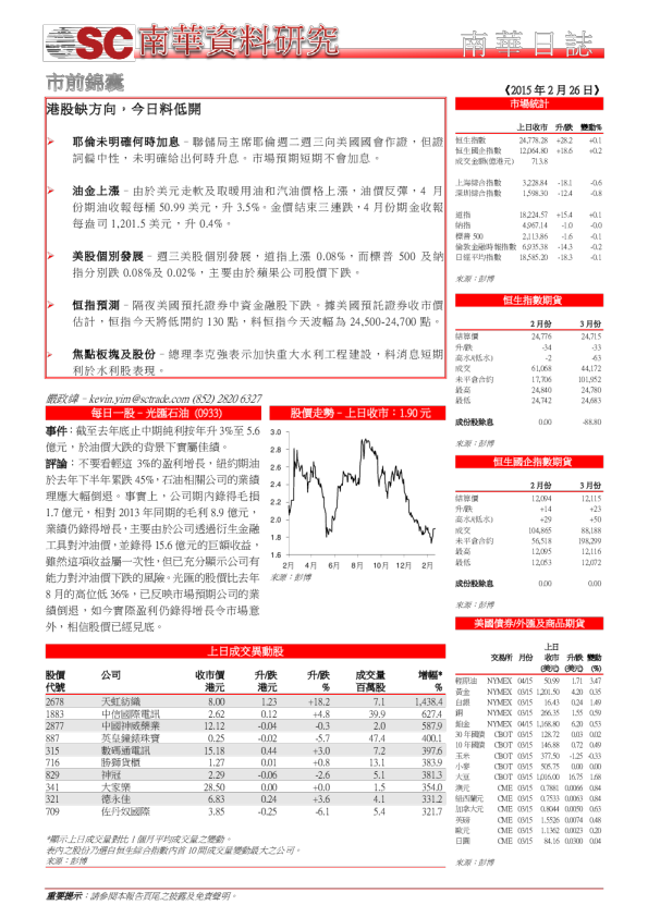 南华日志港股缺方向，今日料低开
