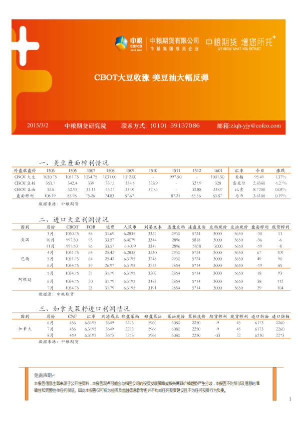 CBOT大豆收涨 美豆油大幅反弹