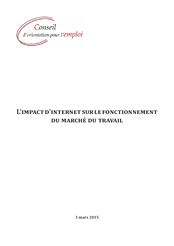 L’impact d’internet sur le fonctionnement du marché du travail 