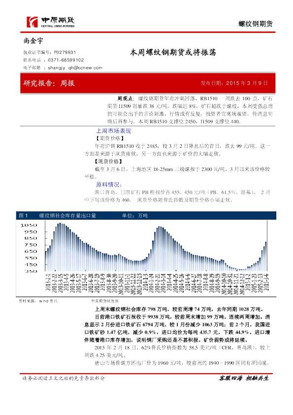 螺纹钢期货周报：本周螺纹钢期货或将振荡