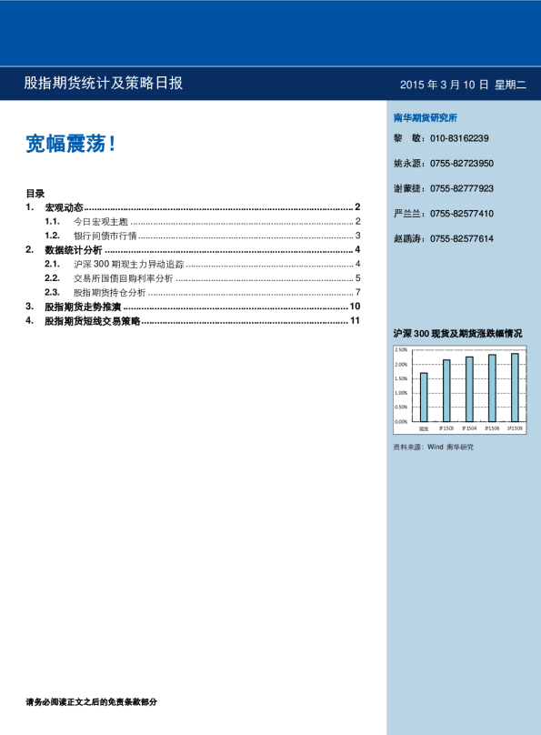 股指期货统计与策略日报：宽幅震荡!