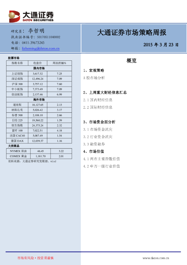 市场策略周报