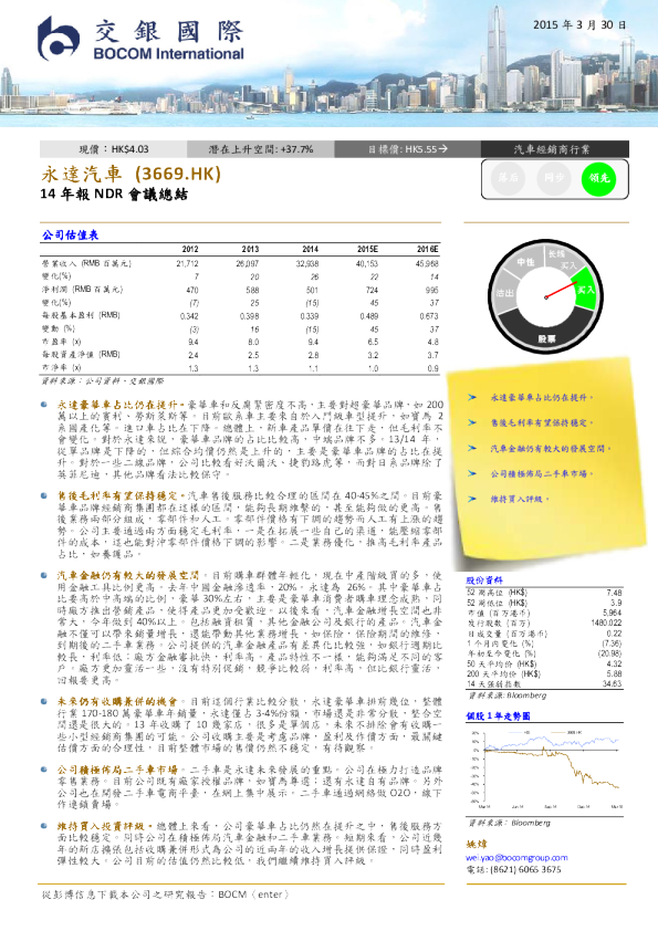 14年报NDR会议总结