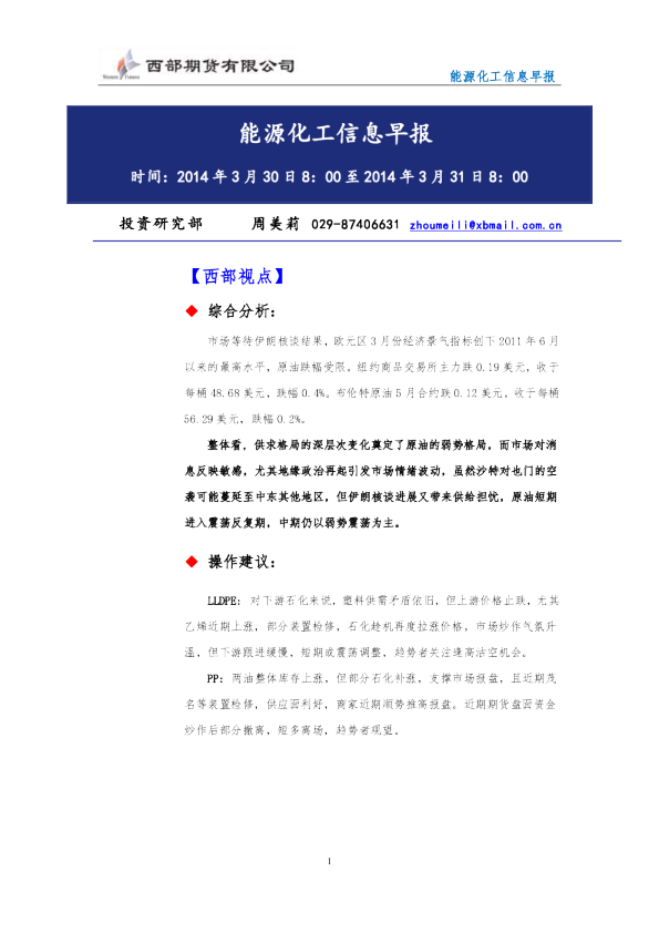 能源化工信息早报