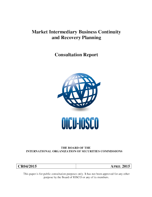 CR04/2015 Market Intermediary Business Continuity and Recovery Planning