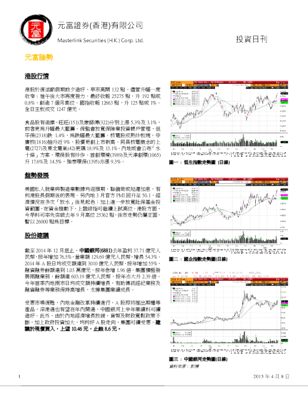 元富证券(香港)投资日刊