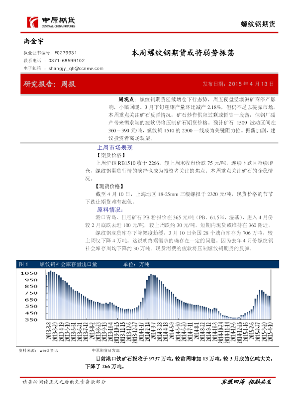 螺纹钢期货：本周螺纹钢期货或将弱势振荡
