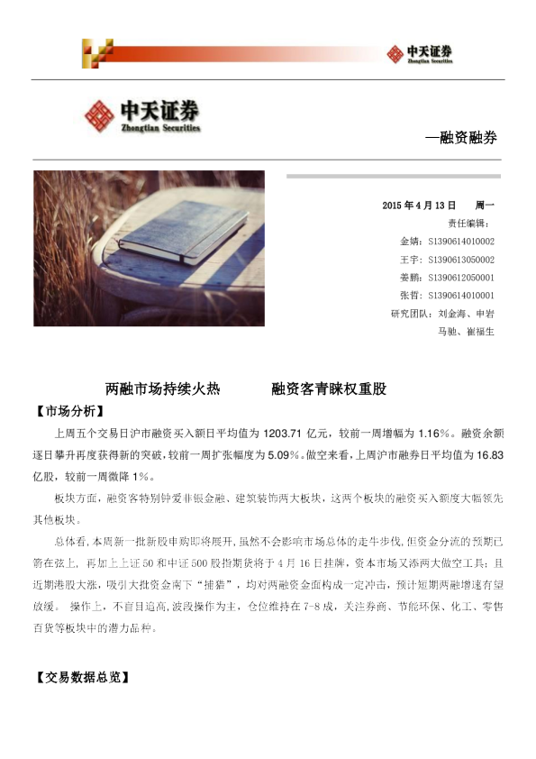 两融市场持续火热 融资客青睐权重股