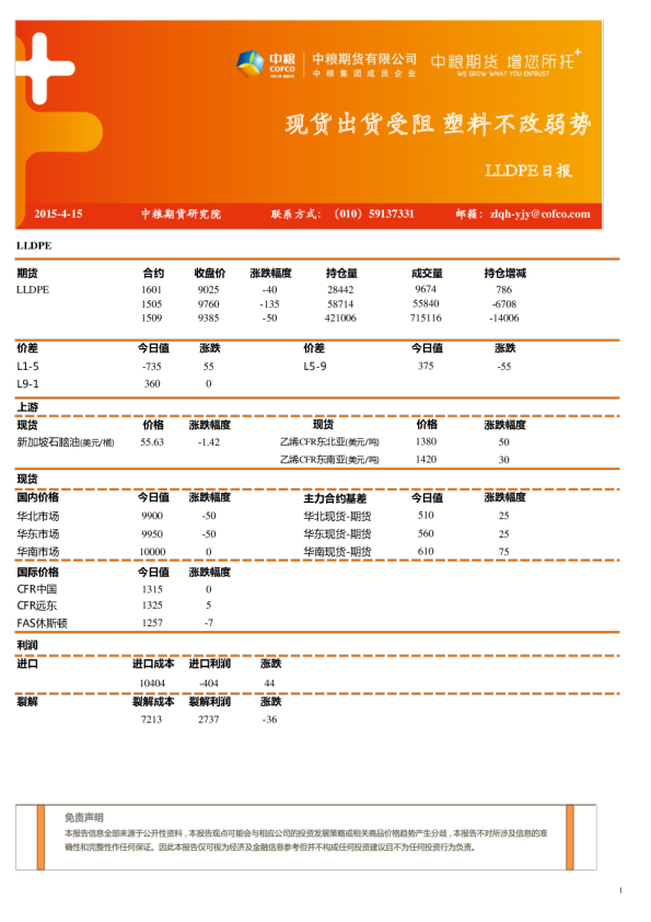 LLDPE日报：现货出货受阻 塑料不改弱势