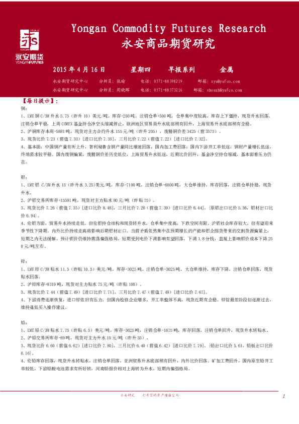 早报系列：金属