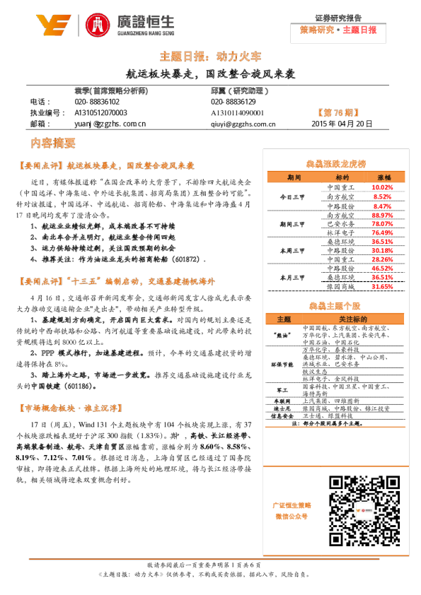 动力火车：航运板块暴走，国改整合旋风来袭
