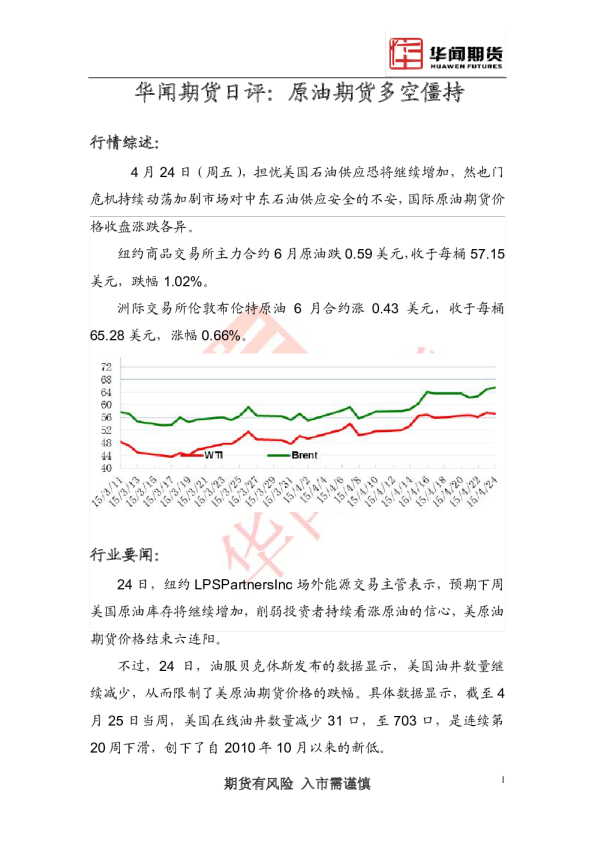 日评：原油期货多空僵持