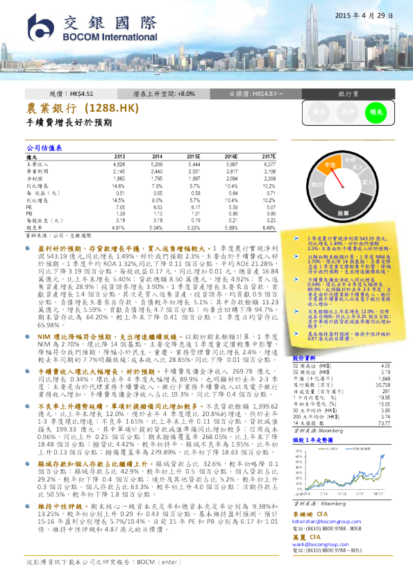 手续费增长好於预期